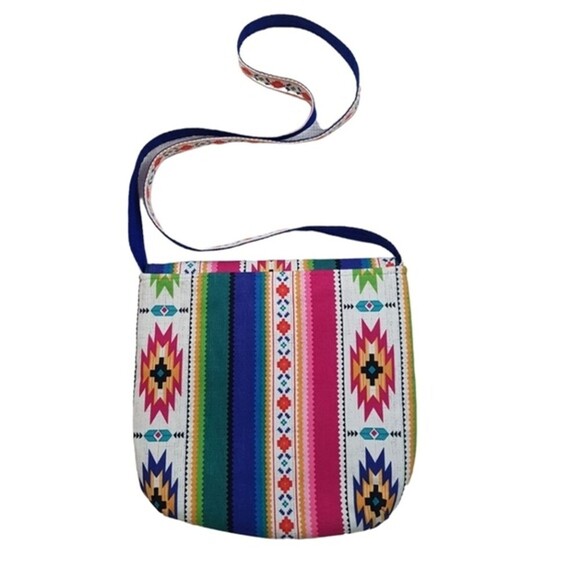 Messenger Multicolor Crossbody Bag 9.5"x 9.5" - Festival Fairy Boho Hippie - Picture 7 of 7